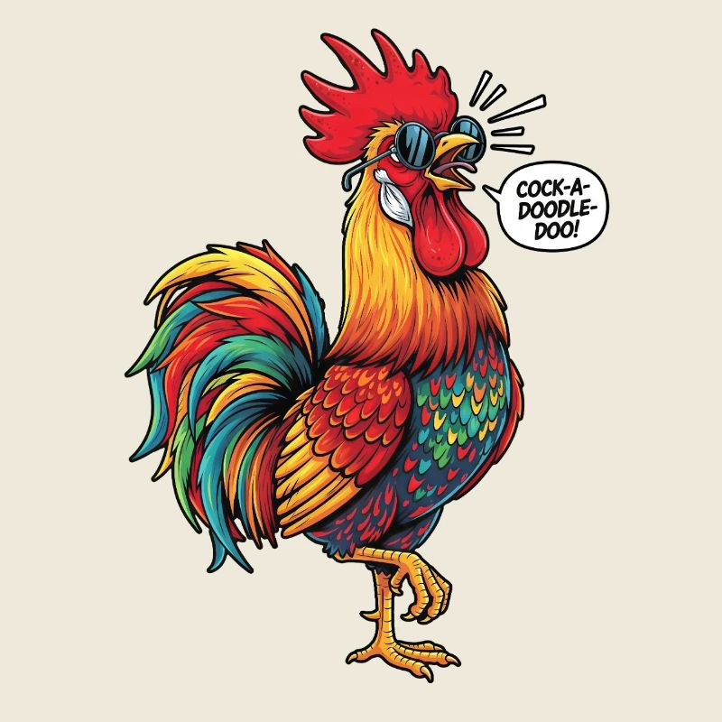 Coq coloré avec des lunettes de soleil
