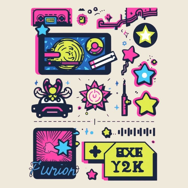 Neon Space Adventure 1990s Y2K