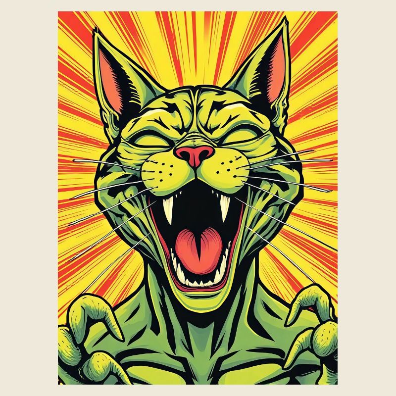 Lachende Katze Comicdruck