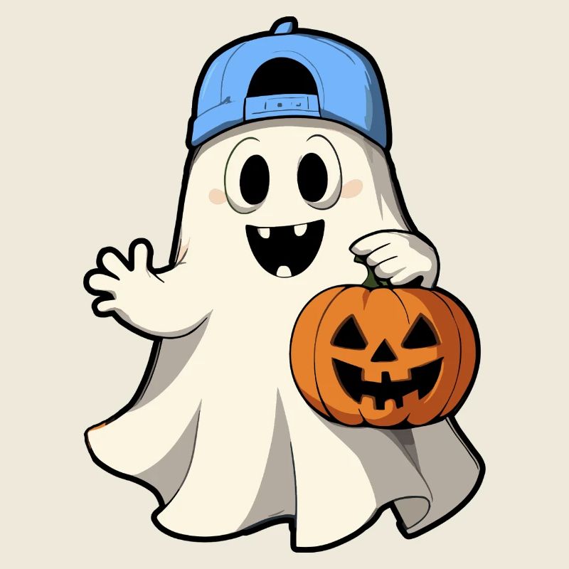 Fantôme avec citrouille pour Halloween avec casquette de baseball