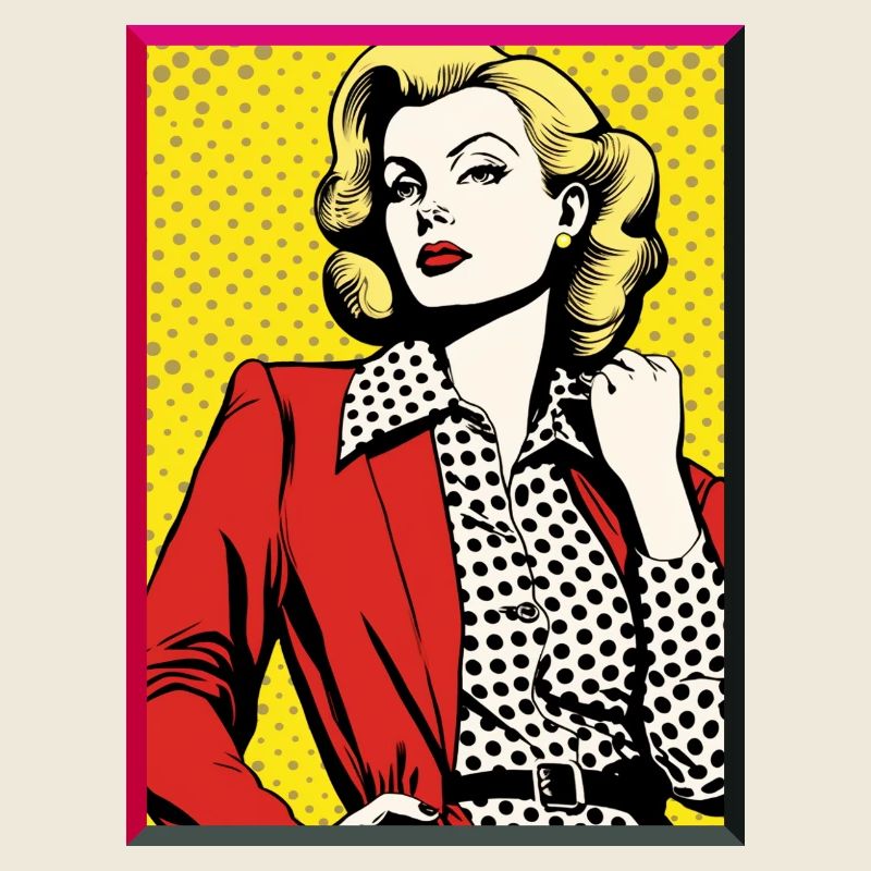 Pop Art Lady Red Blazer À Pois Chemisier Mode