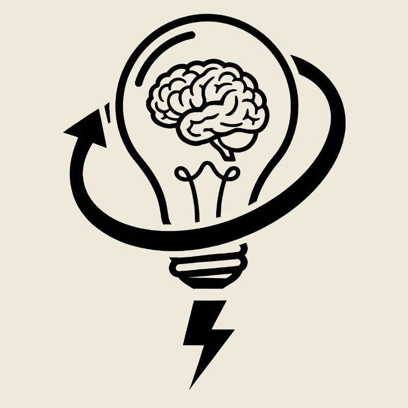 Gehirn und Lampe – Brainstorming-Sitzung