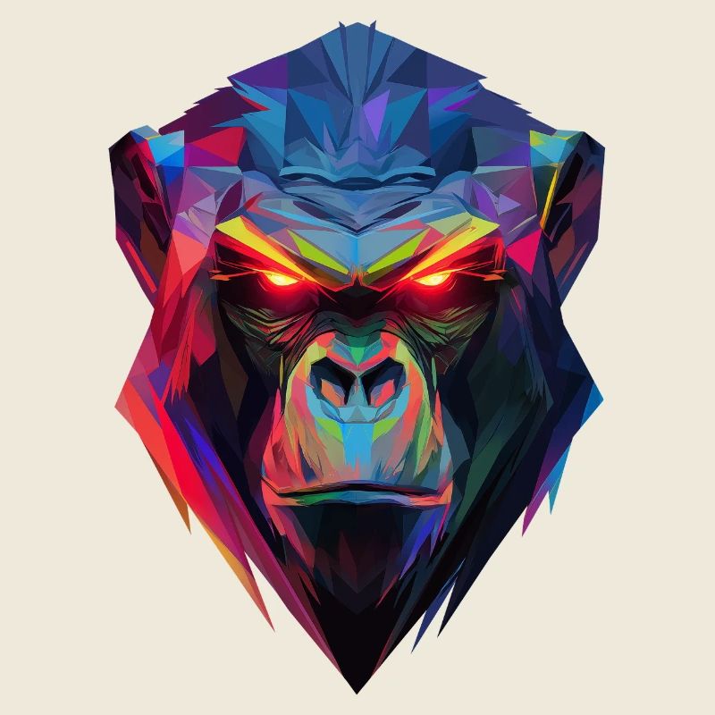Geometrischer Neon-Gorilla
