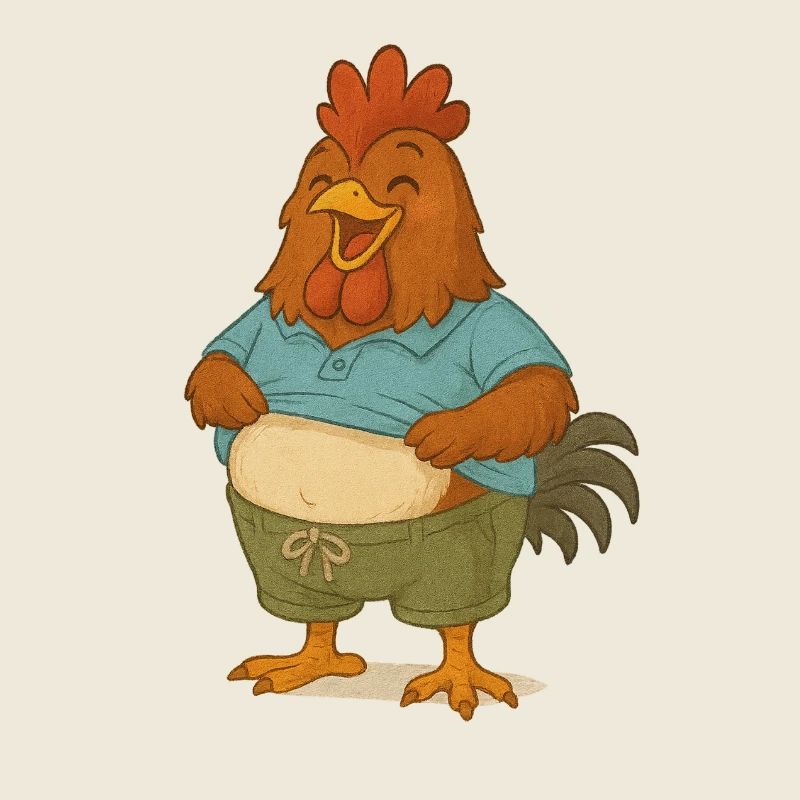 Funny Rooster in Sloth Style