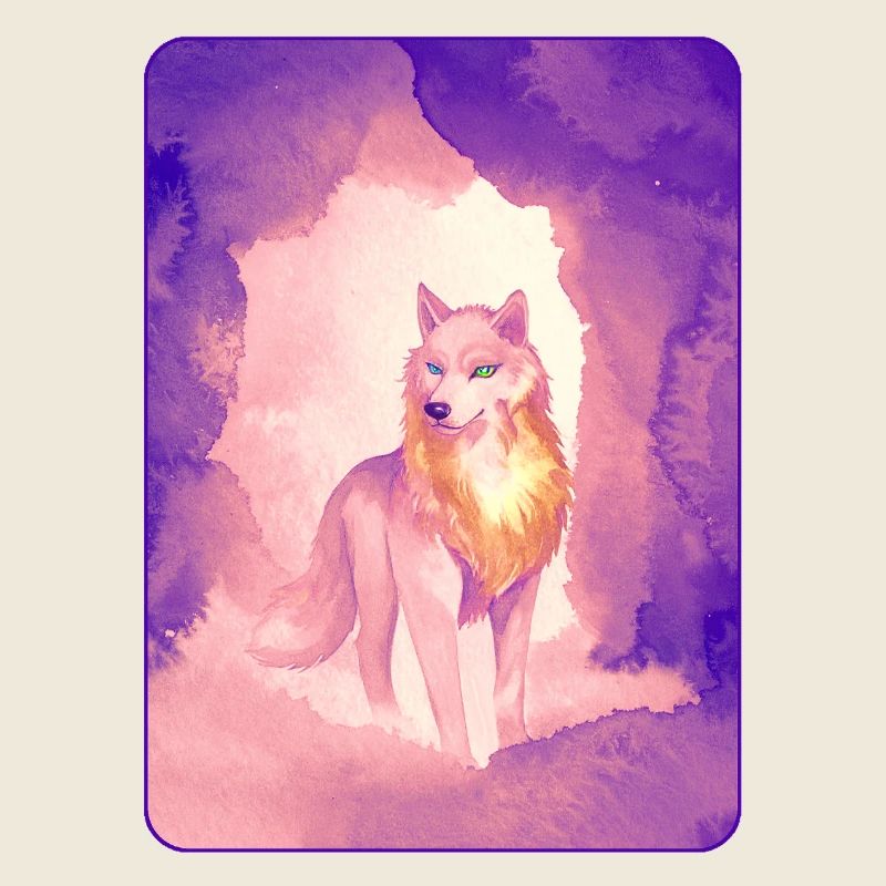 Weißer Wolf in Aquarell 2 (Lila)