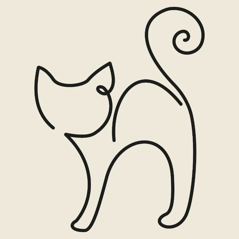 Side Cat Sketch – Elegant Animal Motif