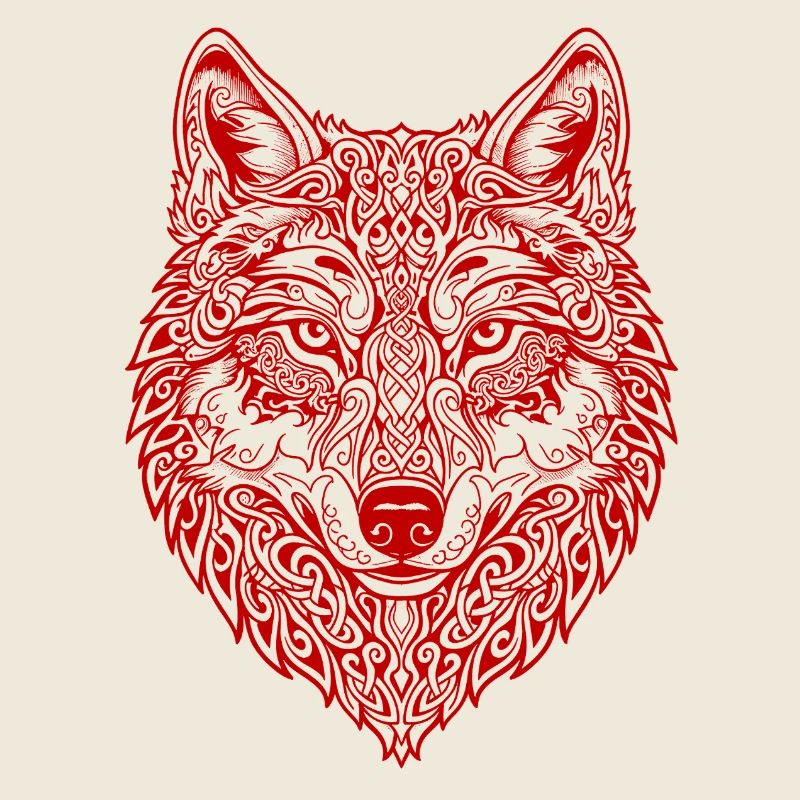 Ornamentierter Wolfskopf