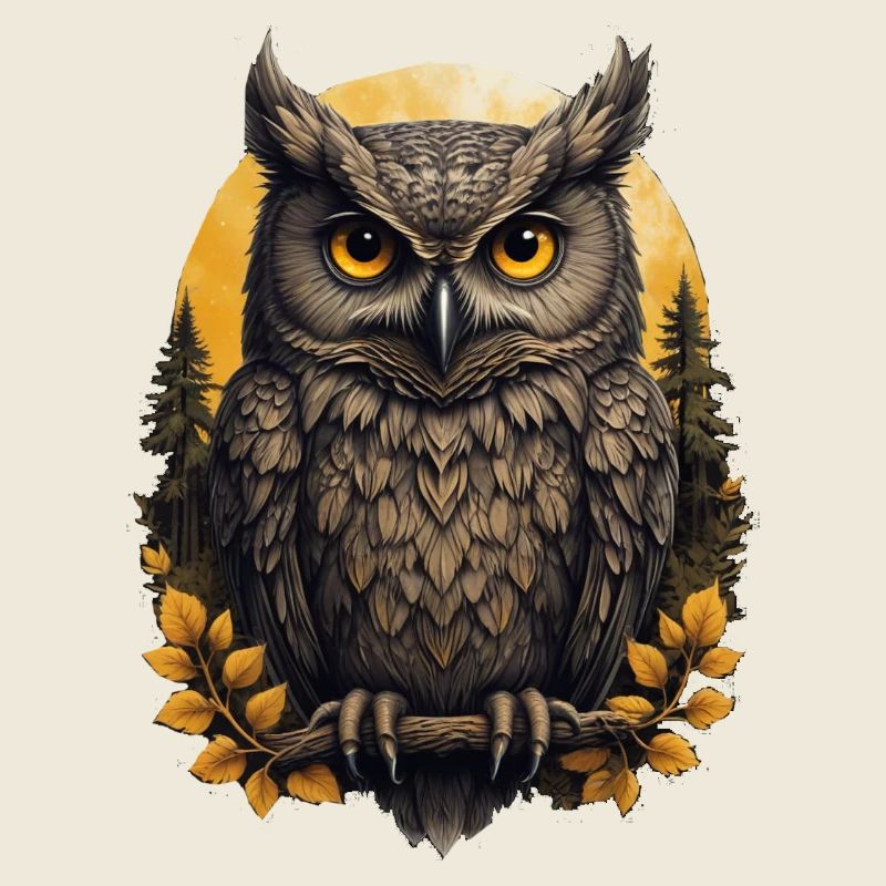 Weise Eulen im Herbstwald