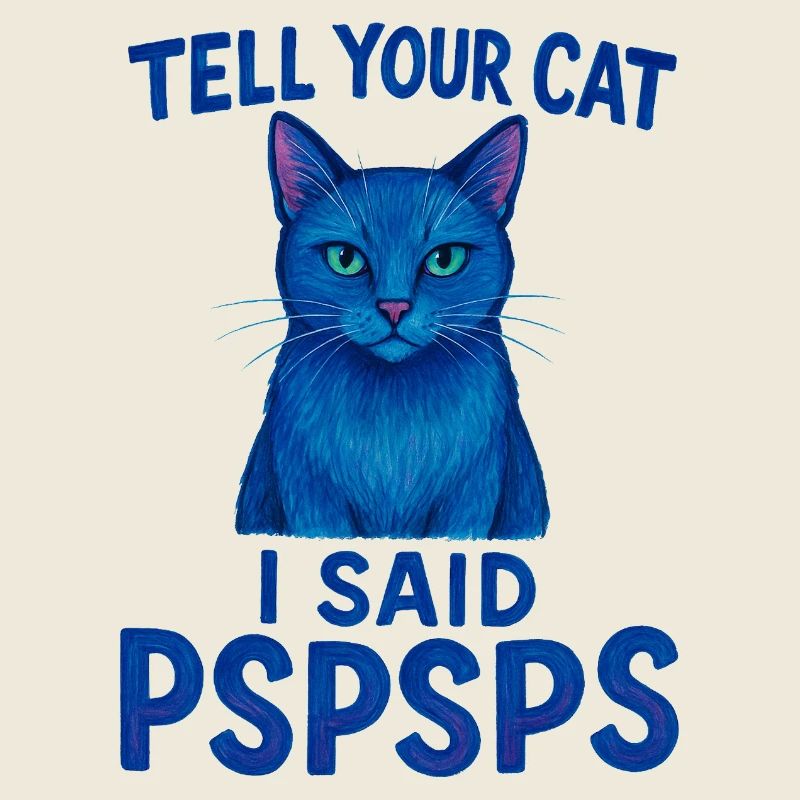 Le chat bleu dit Psspsps Dites à votre chat