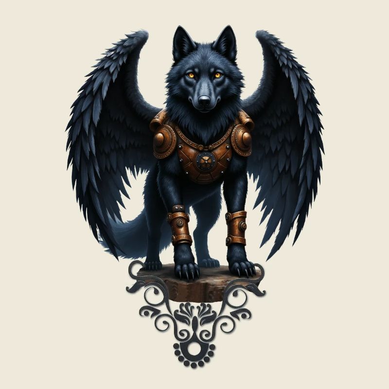 Geflügelter Wolf mit Fantasie bewaffnet