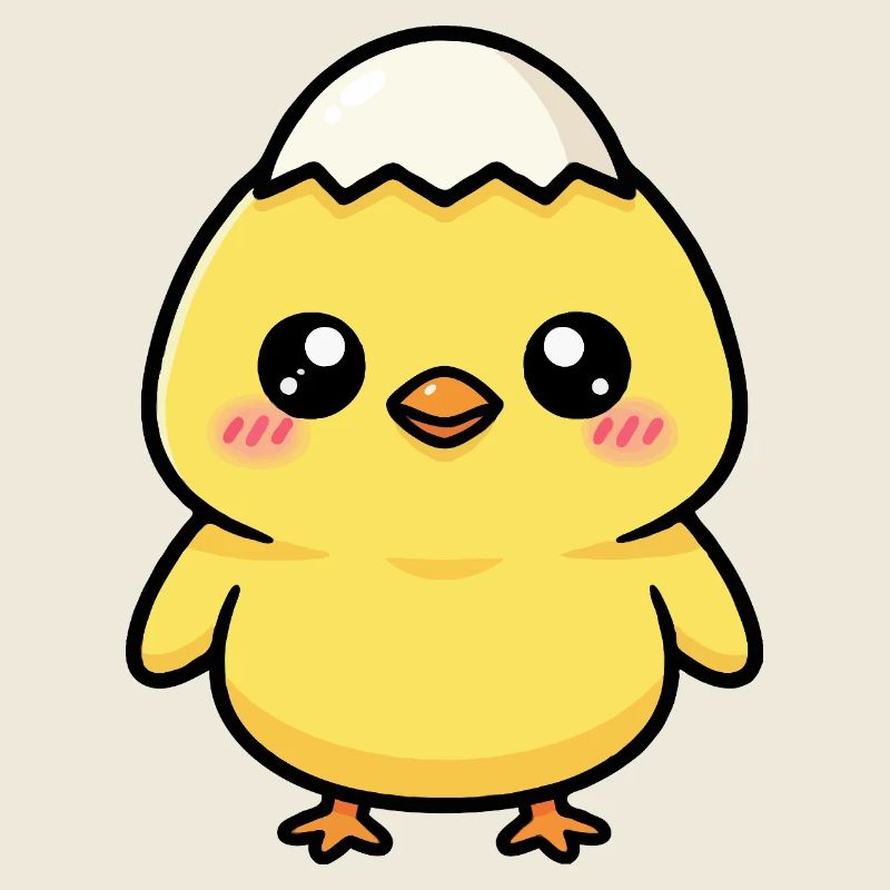 poussin avec casquette Kawaii