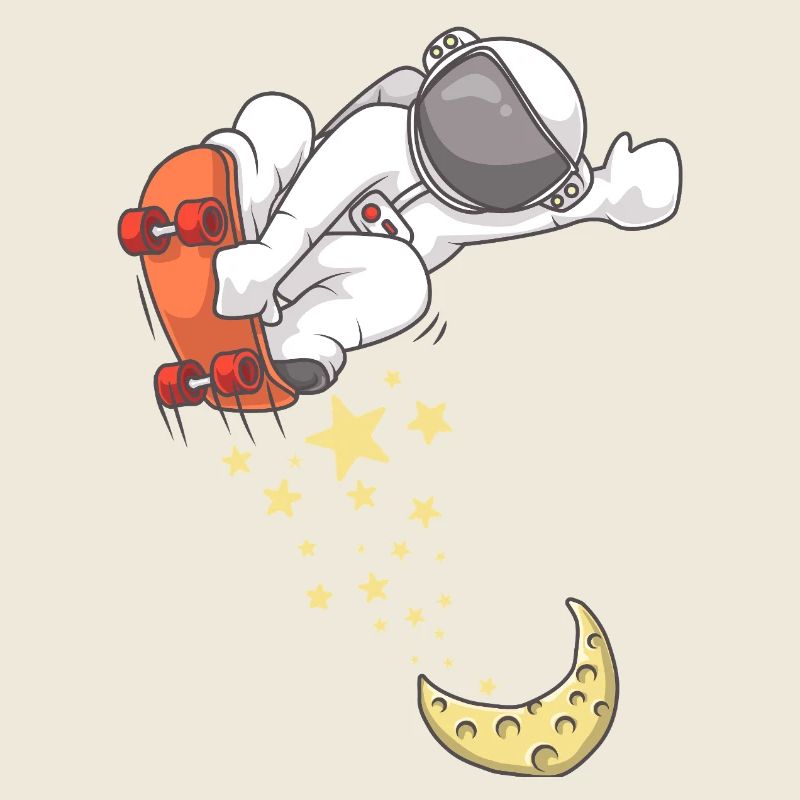 Astronaut Skate on Crescent Moon