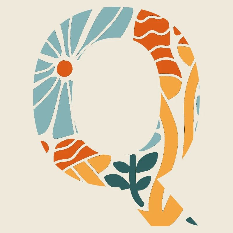 Buchstabe q Blumen groovy Geschenkidee