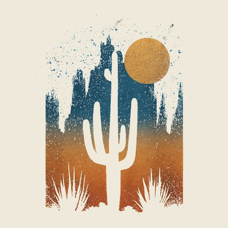 Desert Cactus at Sunset – Vintage Look