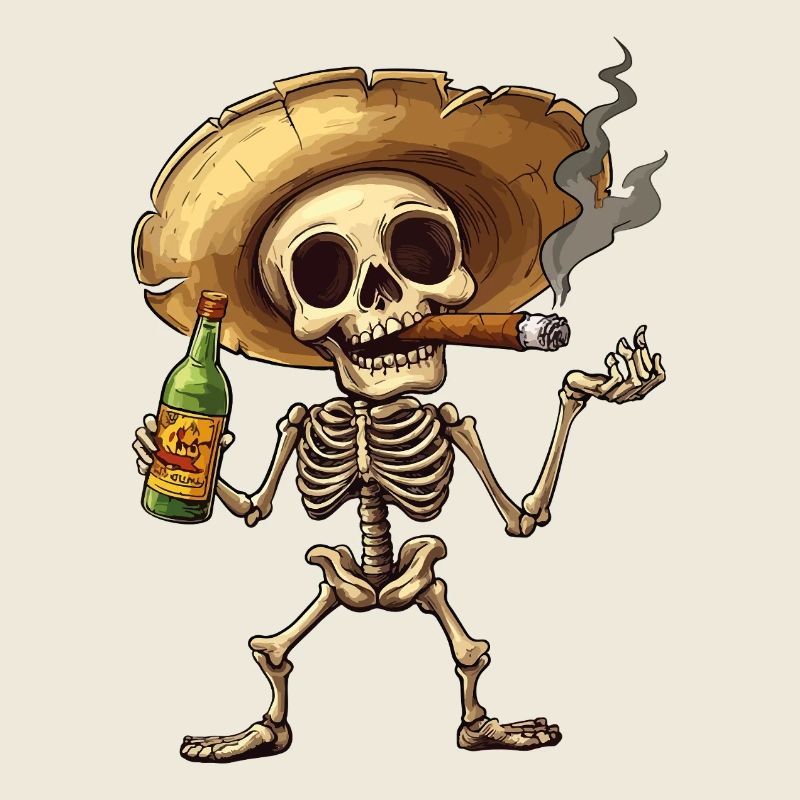 Skeleton Skull Skull Cigar Liquor