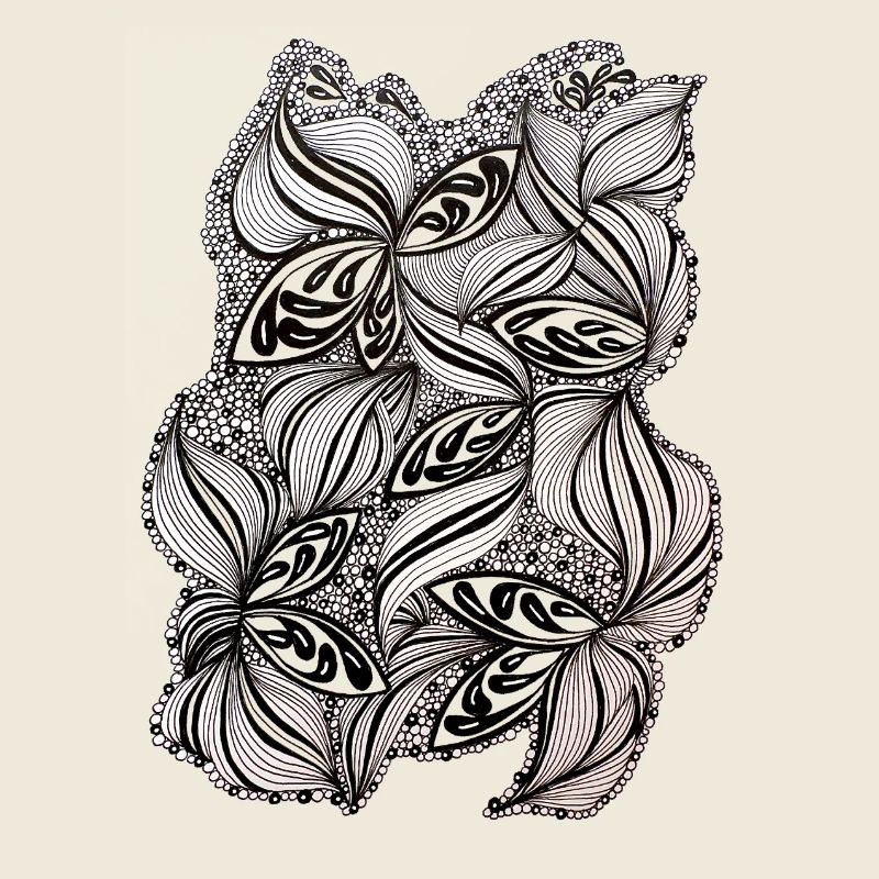 Black and white leaf pattern