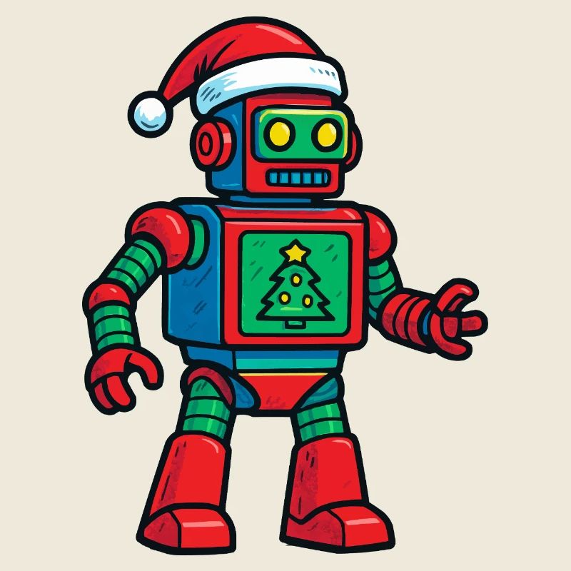 Roboter mit Weihnachtsbaum