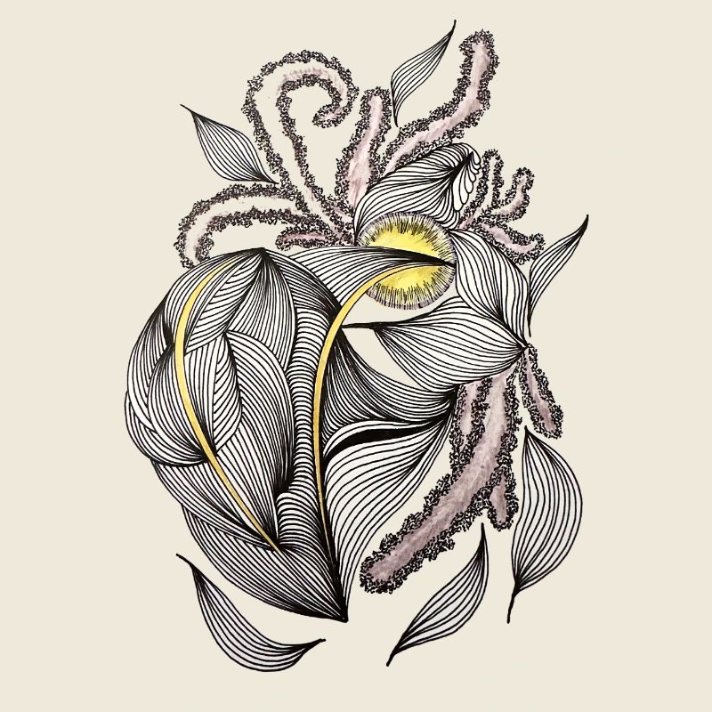 Leaf line with gold accent