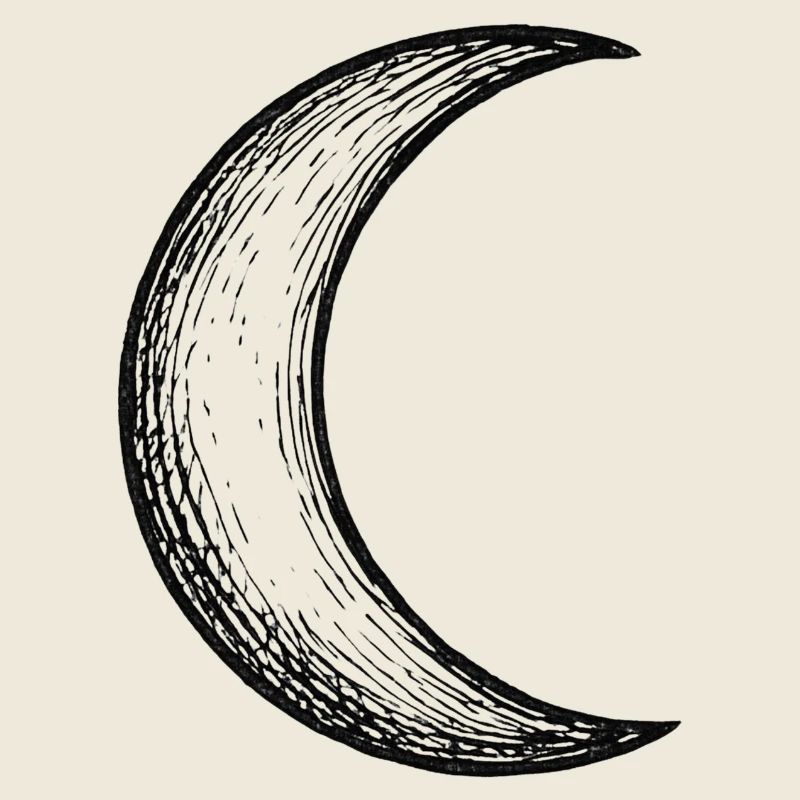 Hand Drawn Crescent Moon Sketch