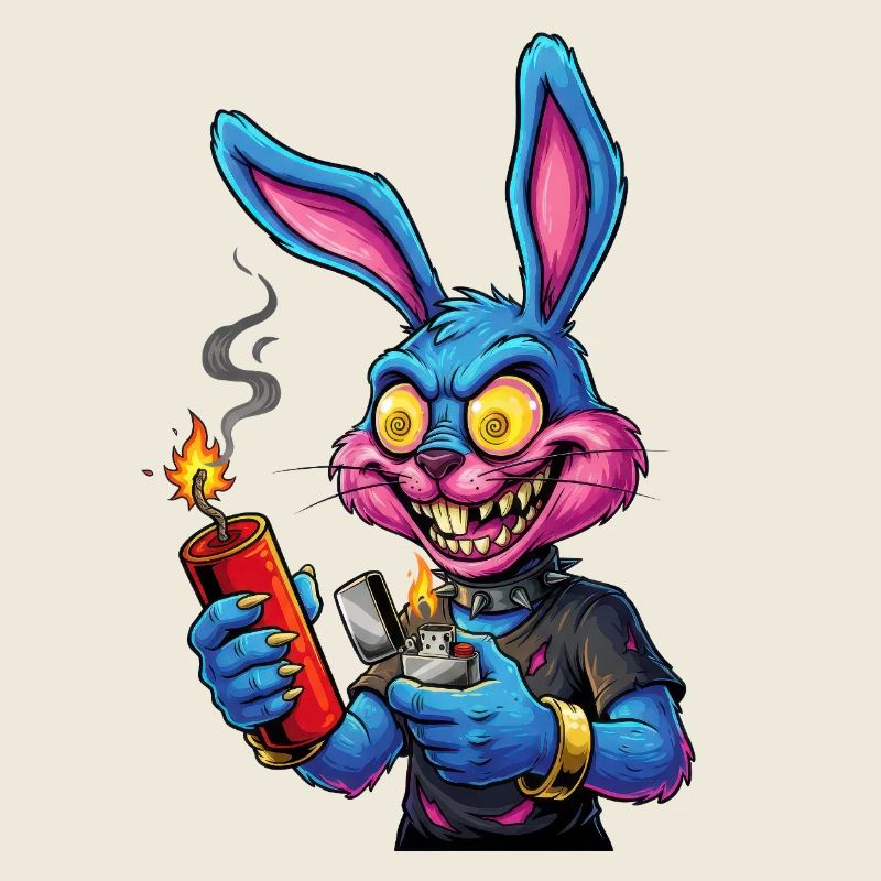 Lapin néon avec feux d’artifice Pyro pétard du réveillon du Nouvel An
