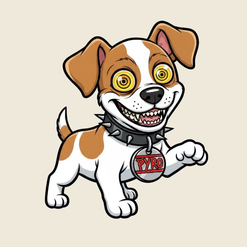 Chien Pyro avec collier à pointes pour fans de feux d’artifice