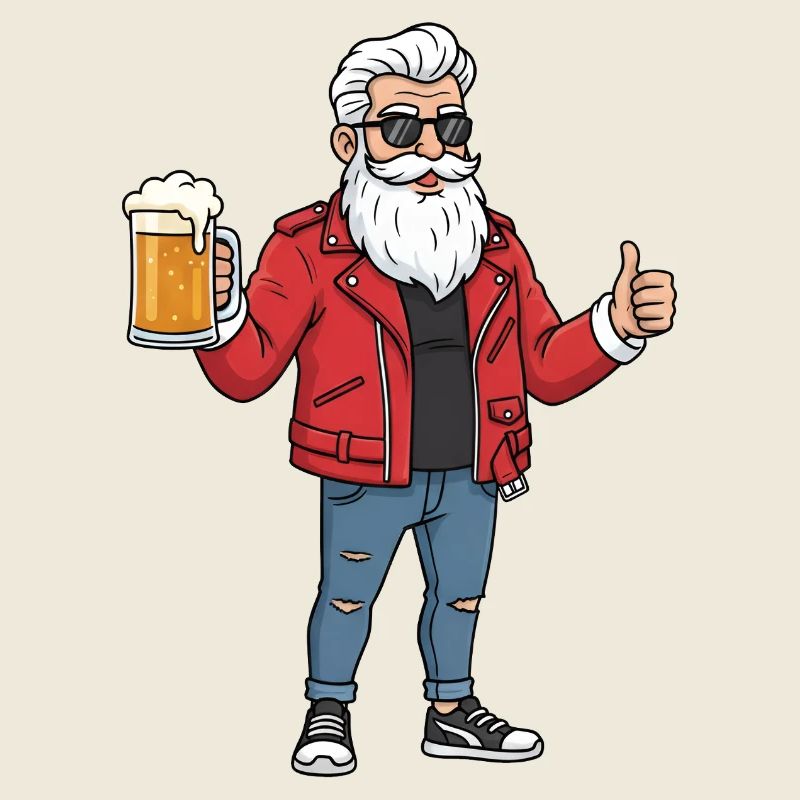 Rockabilly Opa mit Bier