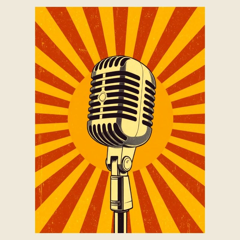 Microphone rétro classique rayonnant d’âme