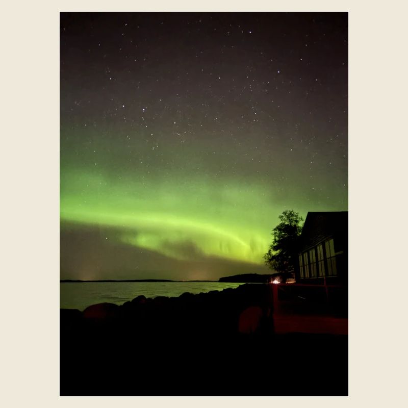 Northern Lights on the beach at night