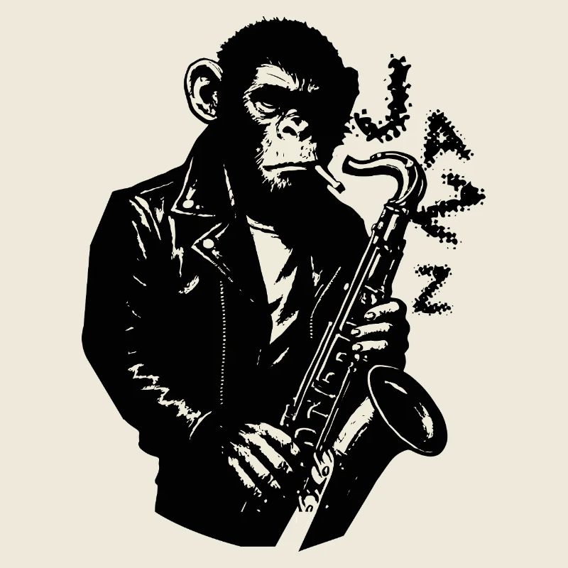 Noir Jazz Monkey Sax
