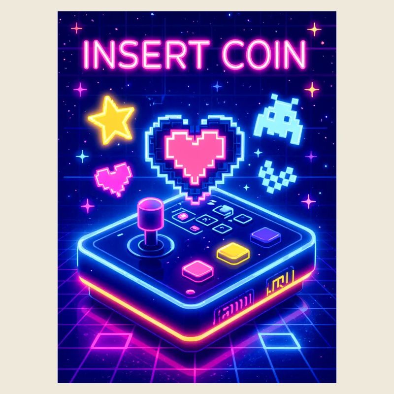 Insert Coin Arcade Love – Rétro 80s Gaming