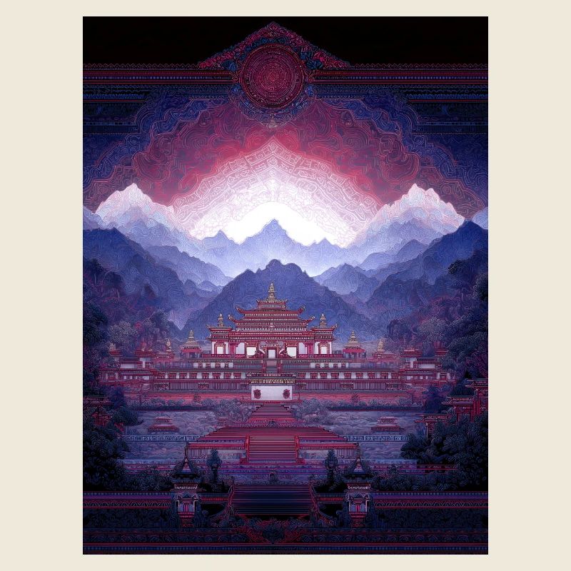 Psy Art - Pagoda in Mountain Landscape