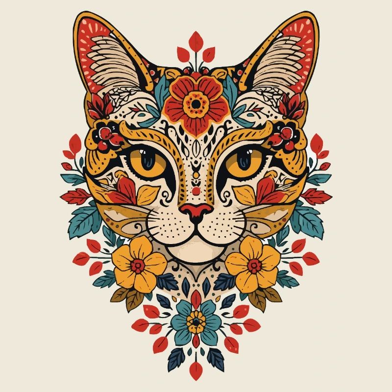 Tête de chat fleurie