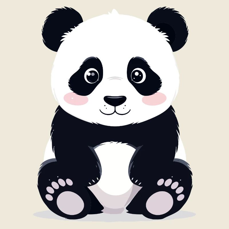 Sitzender Kuschelpanda kleiner süßer Pandabär