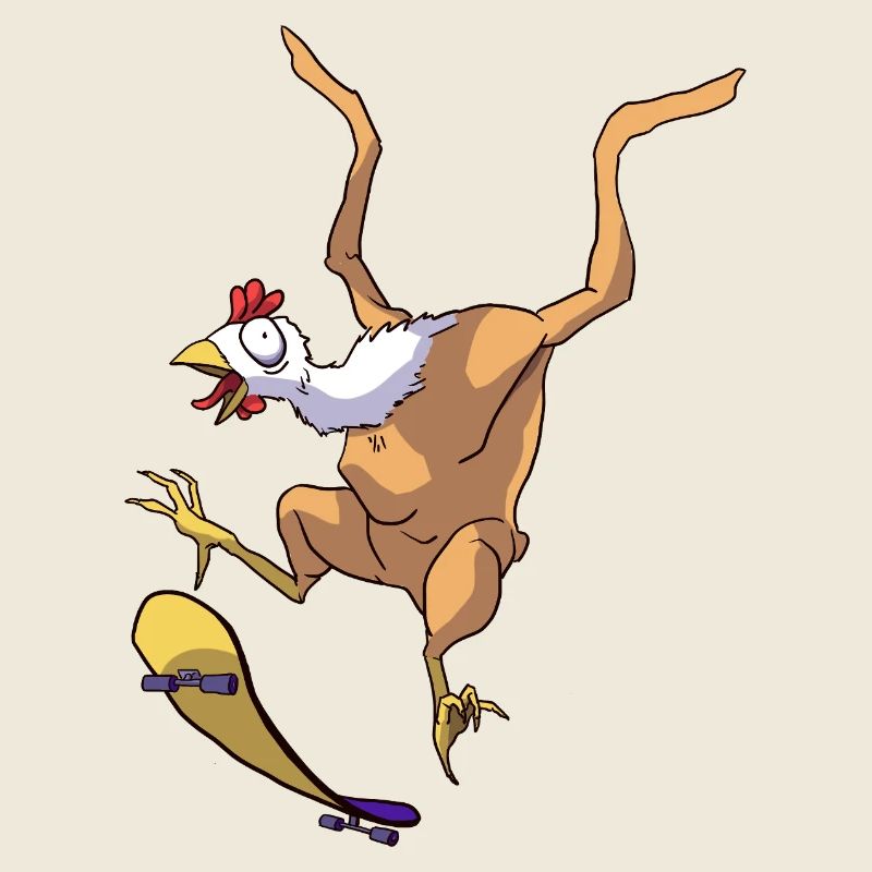 Skateboarding chicken