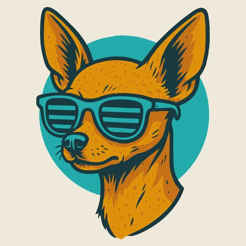 Chihuahua with sunglasses neon