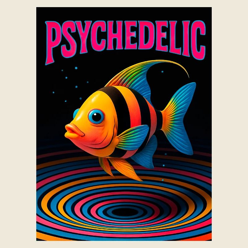Psychedelische Fische in Spiralen