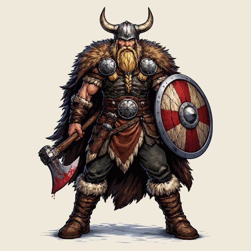 Viking Warrior with Shield and Axe