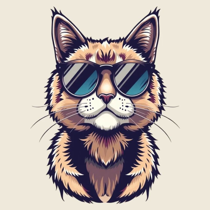 cool cat with sunglasses tiger cat