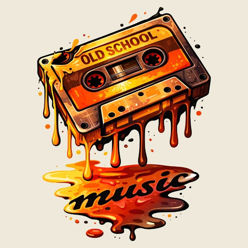 Schmelzende Oldschool Kassette Illustration 