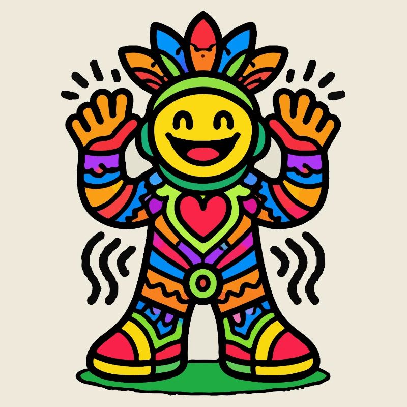 Bunte Sonnenfigur mit Herz