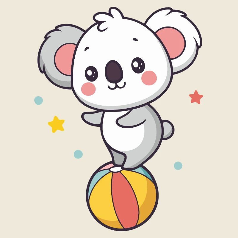 Cute Koala on Rainbow Balloon