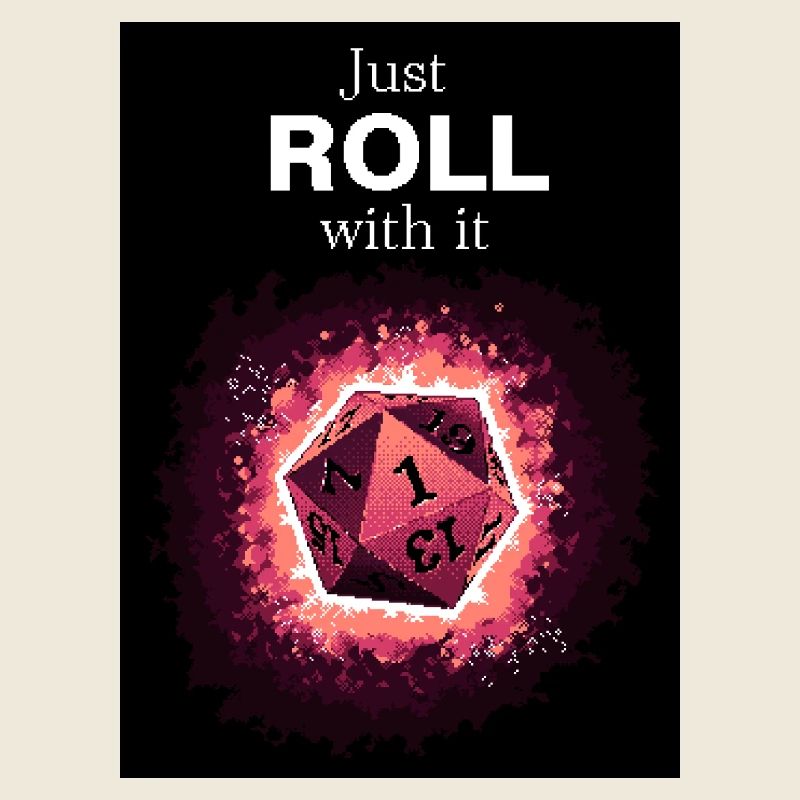 Just Roll With It Retro D20 Magenta Dice