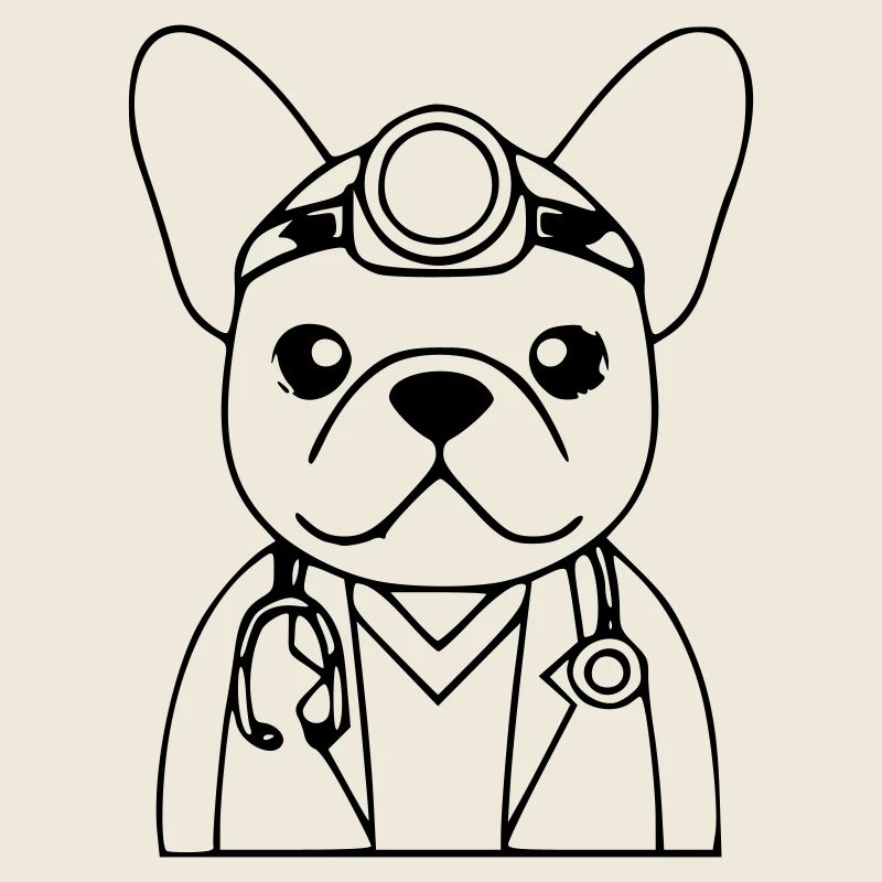 Frenchie Arzt Stethoskop Outline