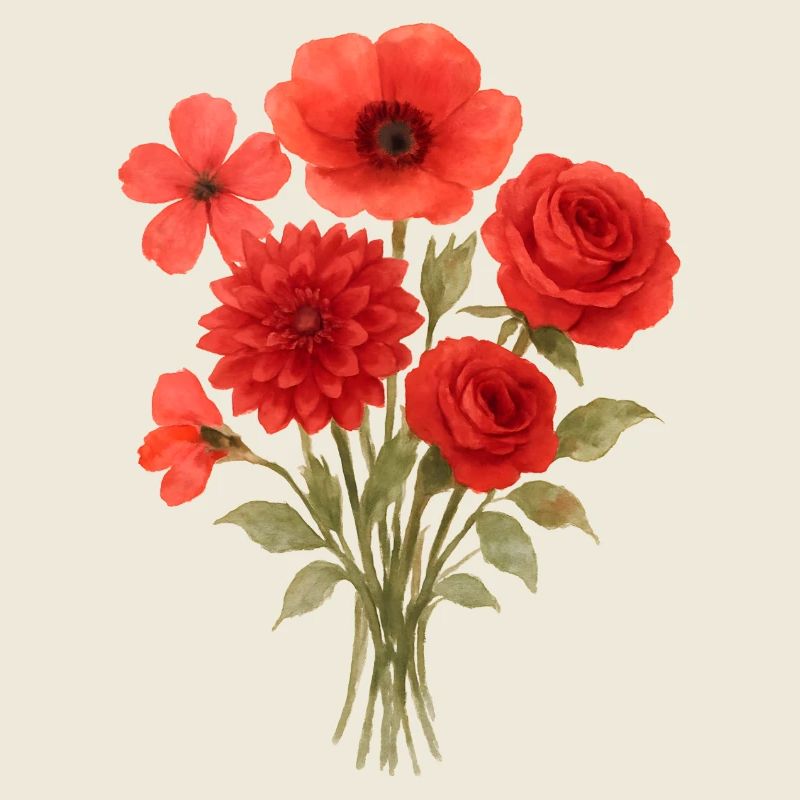Roter Blütenstrauß Druck