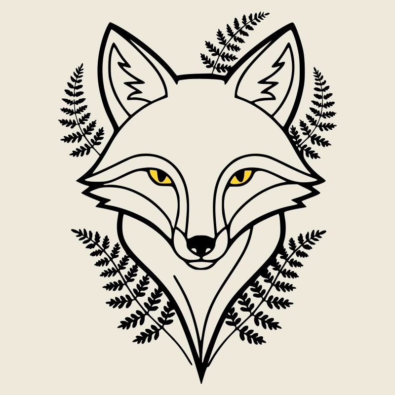 Fuchs Kopf Farn Blätter Tattoo