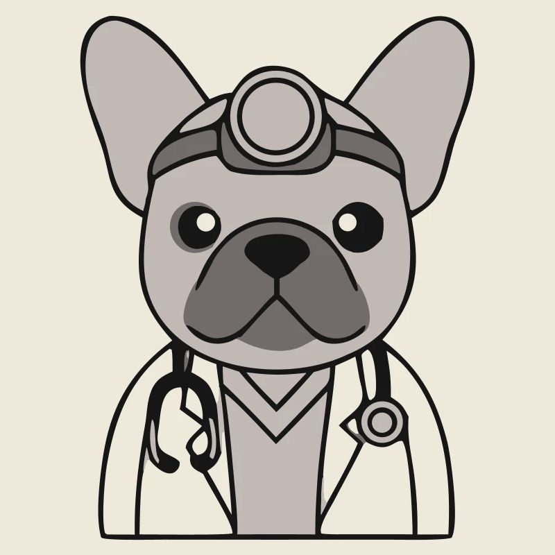 Frenchie Arzt Stethoskop Comic