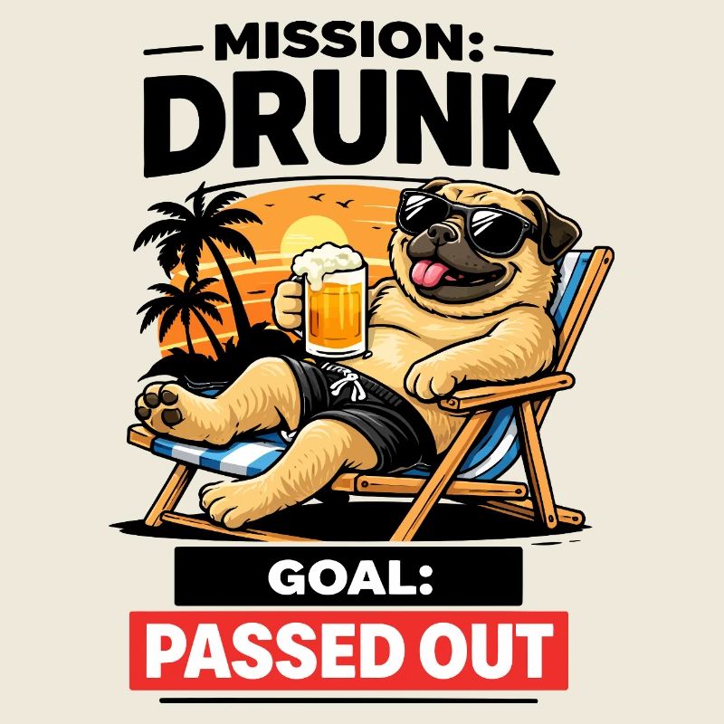 Sunset Pug Traînant Bière