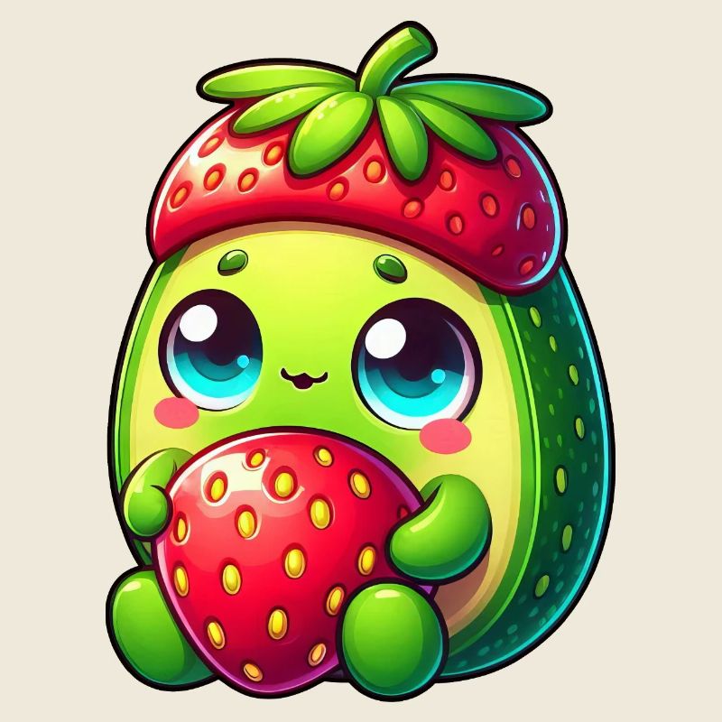 Avocado Strawberry Cartoon Fruit Funny