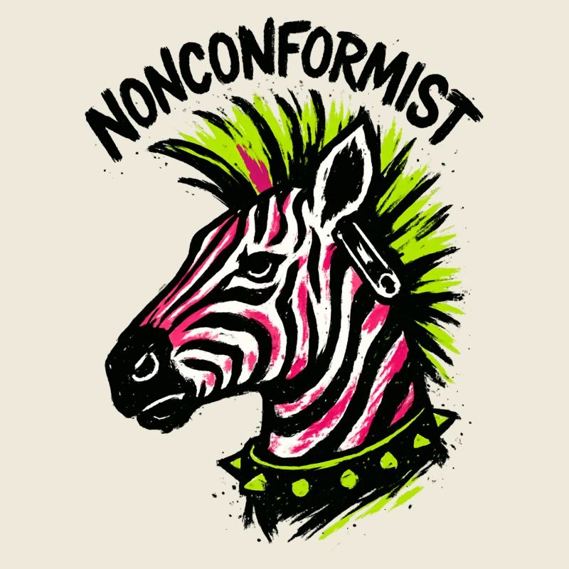 Zebra Punk Maverick Crest Neon Style Rocker