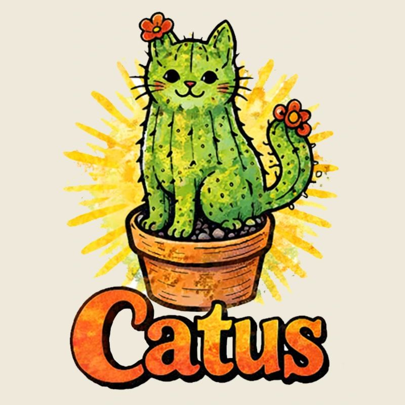 Catus Cat Cactus Illustration